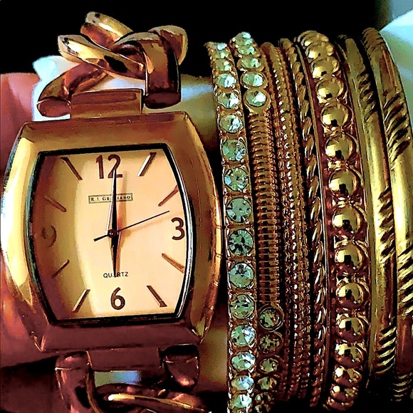 R.J. Graziano Accessories - RJ Graziano Watch & 9 Bangle Bracelets, Set  7”